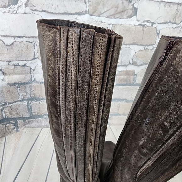 Vintage Tall Fashion Riding Boots Dark Taupe Brown Size 38=7.5 Prep Preppy - Picture 12 of 16